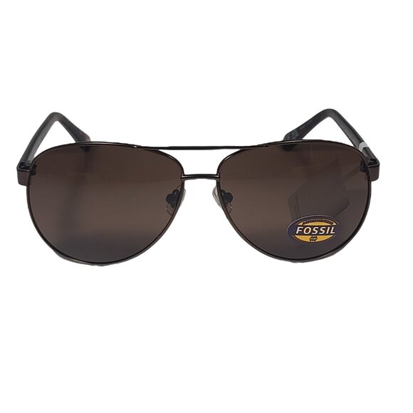Fossil Aviator Sunglasses Brown Frame Brown Lens UV 63-14-128 FM117 Unisex - Picture 2 of 9